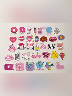 Lot of 34 Assorted Vinyl Stickers